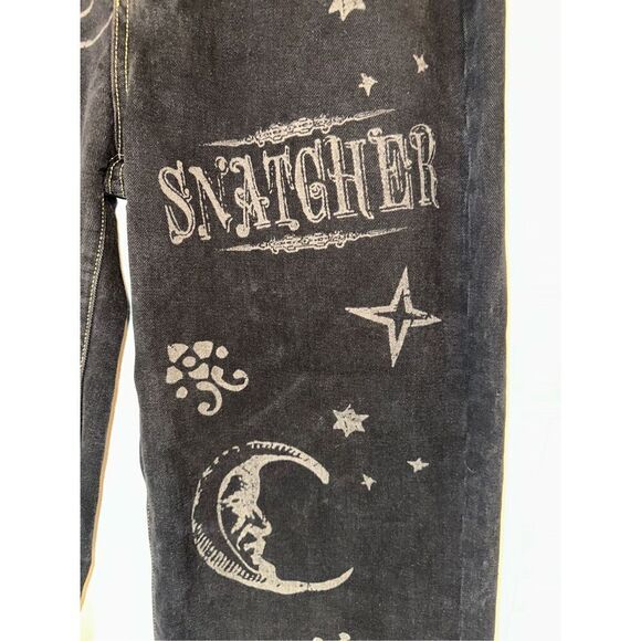 Harry Potter ROMWE Star & Moon Graphic Wide Leg Jeans size Large L 8 - 10 Y2K - Picture 5 of 10